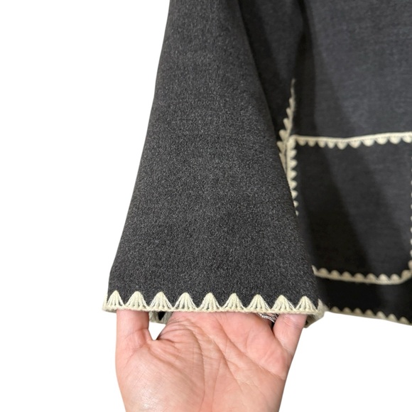 Commense Jacket Matching Scarf Woman’s Size Medium Gray Contrast Trim Pockets - Picture 6 of 12